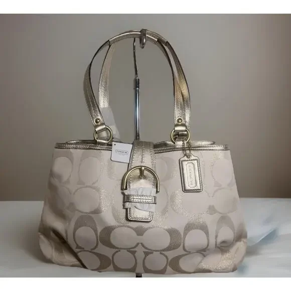 NWT Coach F20583 Soho Signature Metallic Carryall B4 Gold Tote Y2K Style